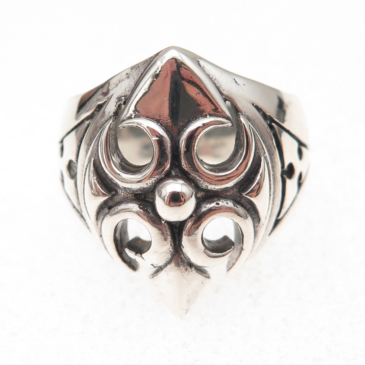 925 Sterling Silver Vintage Cross Oxidized Ring Size 11.25