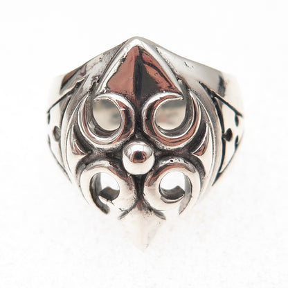 925 Sterling Silver Vintage Cross Oxidized Ring Size 11.25