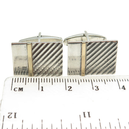 LEM 14K Yellow Gold & 925 Sterling Silver Vintage Modernist Cufflinks