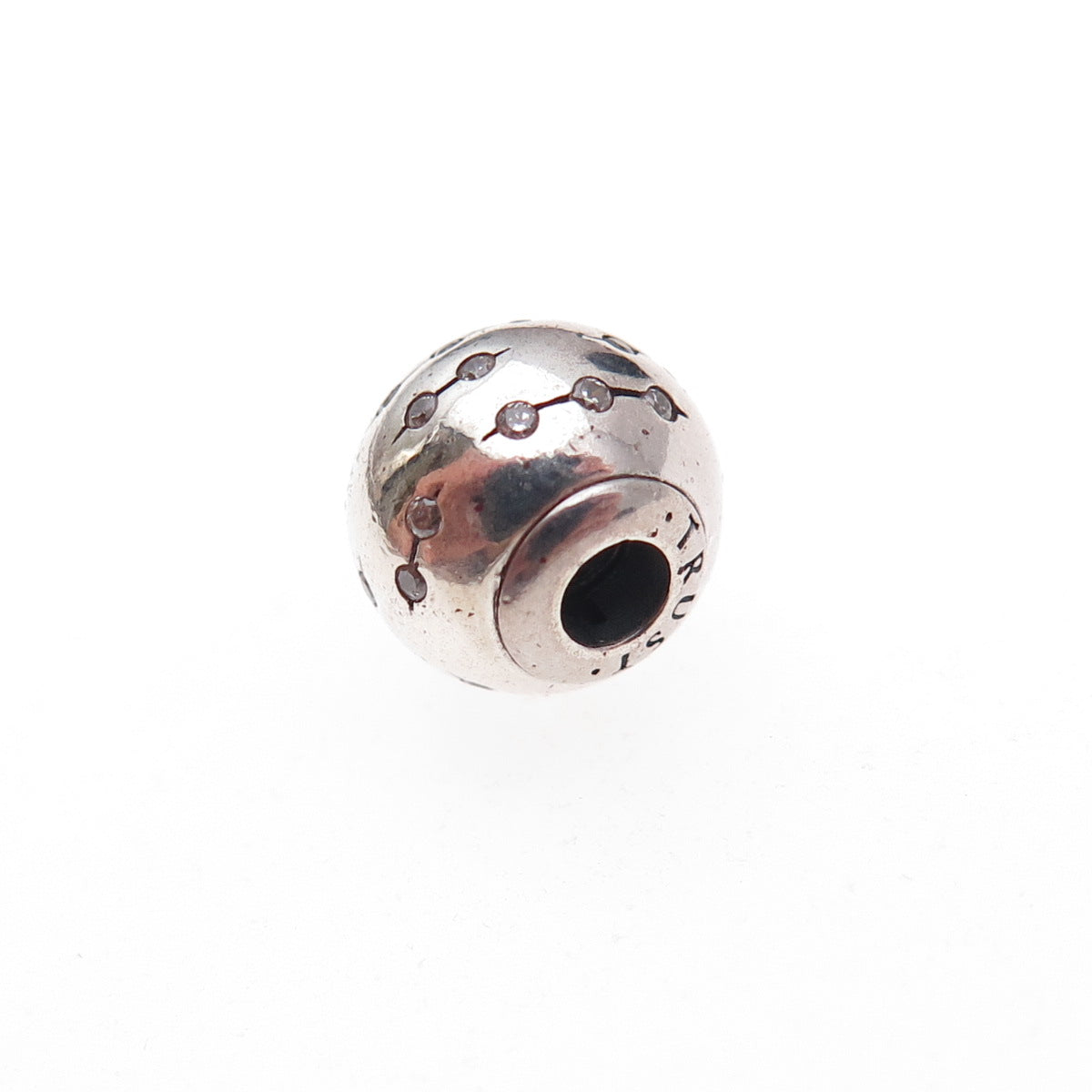 Pandora 925 Sterling Silver C Z Essence Trust Slide Bead Charm