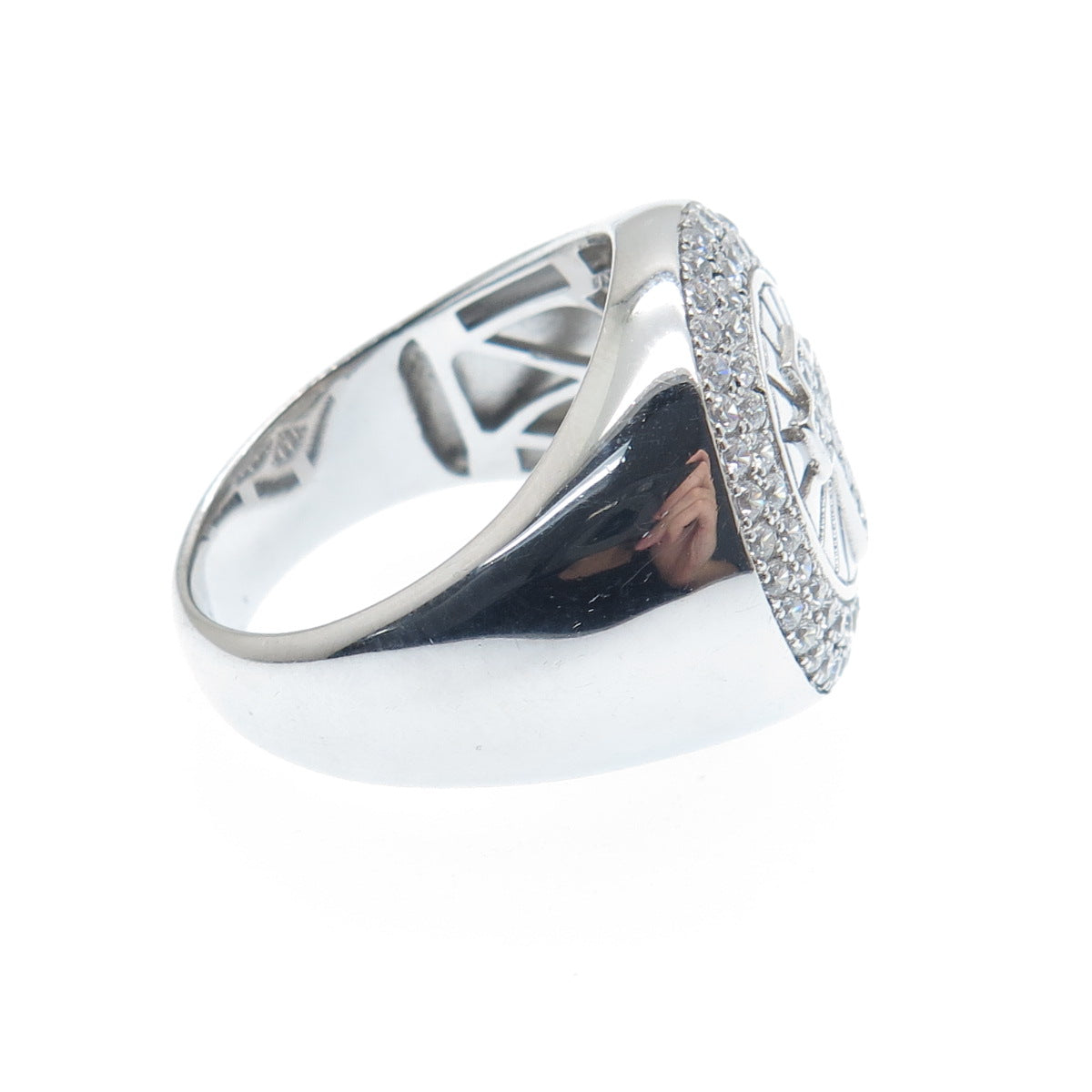 925 Sterling Silver Round-Cut C Z Cross Ring Size 10.25