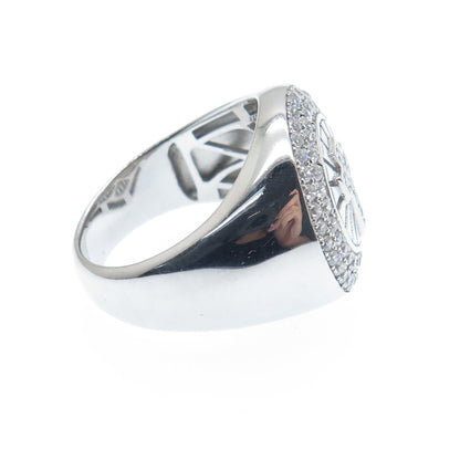 925 Sterling Silver Round-Cut C Z Cross Ring Size 10.25