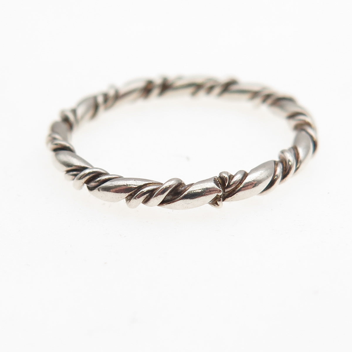 925 Sterling Silver Vintage Twisted Stackable Oxidized Band Ring Size 6.75