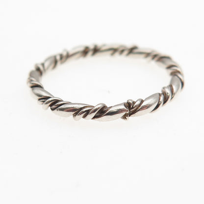 925 Sterling Silver Vintage Twisted Stackable Oxidized Band Ring Size 6.75