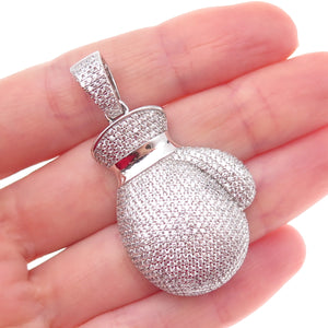 925 Sterling Silver Round-Cut C Z Boxing Glove Pendant