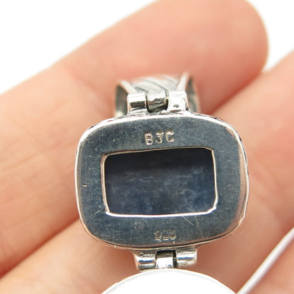 925 Sterling Silver Vintage BJC Samuel Benham Smoky Quartz & Kyanite Gem Pendant