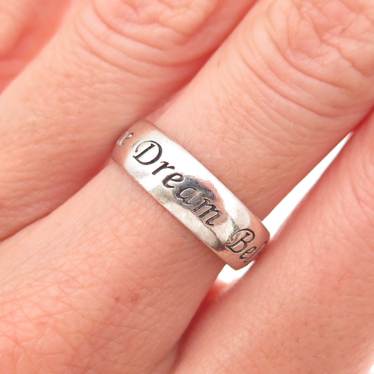 RJ Graziano 925 Sterling Silver Vintage Love Dream Believe Band Ring Size 7