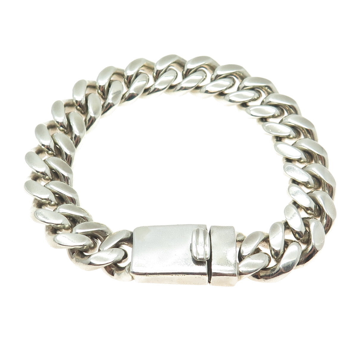 925 Sterling Silver Vintage Solid 69.7g Miami Cuban Link Bracelet 7"