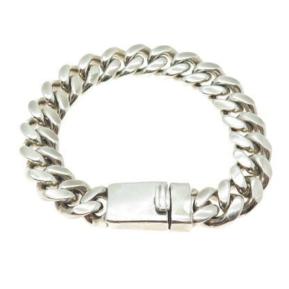 925 Sterling Silver Vintage Solid 69.7g Miami Cuban Link Bracelet 7"