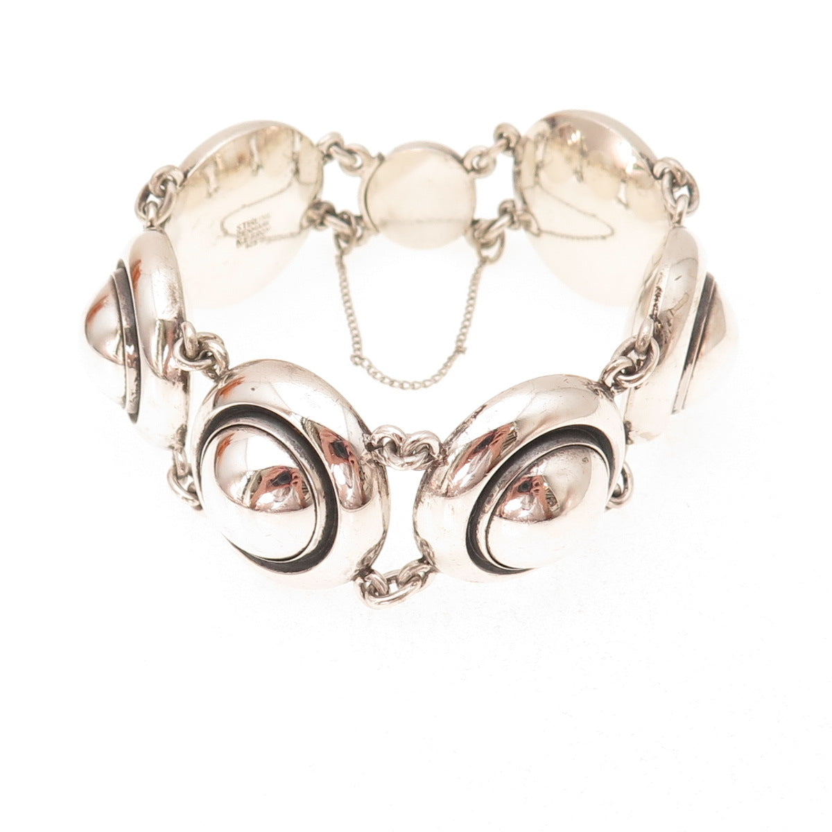 Niels Erik From 925S Sterling Silver Vintage Denmark Modernist Dome Bracelet 7"