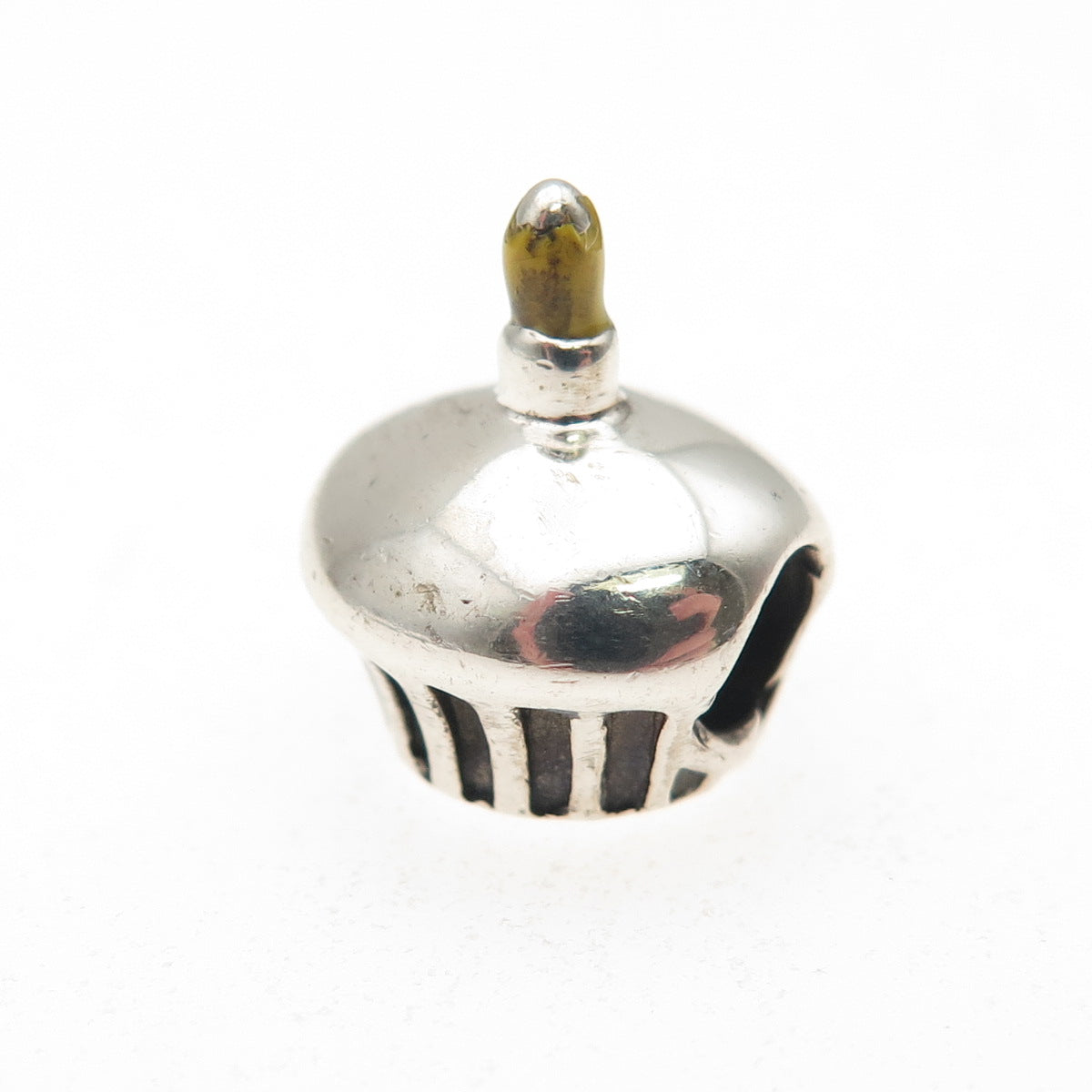 Chamilia 925 Sterling Silver Enamel Birthday Cupcake Slide Bead Charm
