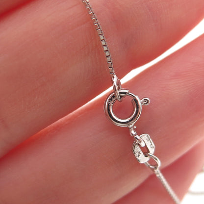 925 Sterling Silver Real Black & White Diamond Heart Box Chain Necklace 18"
