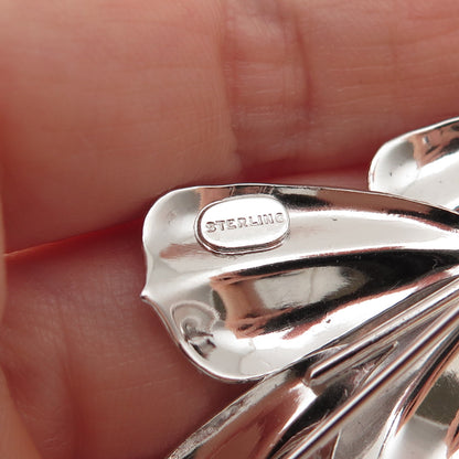 925 Sterling Silver Vintage Feather Pin Brooch