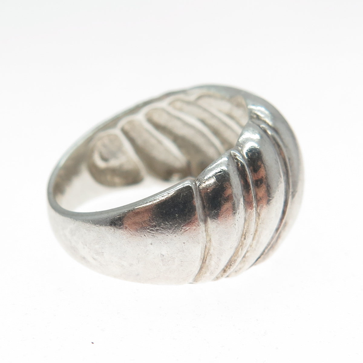 925 Sterling Silver Vintage Modernist Wavy Ring Size 7