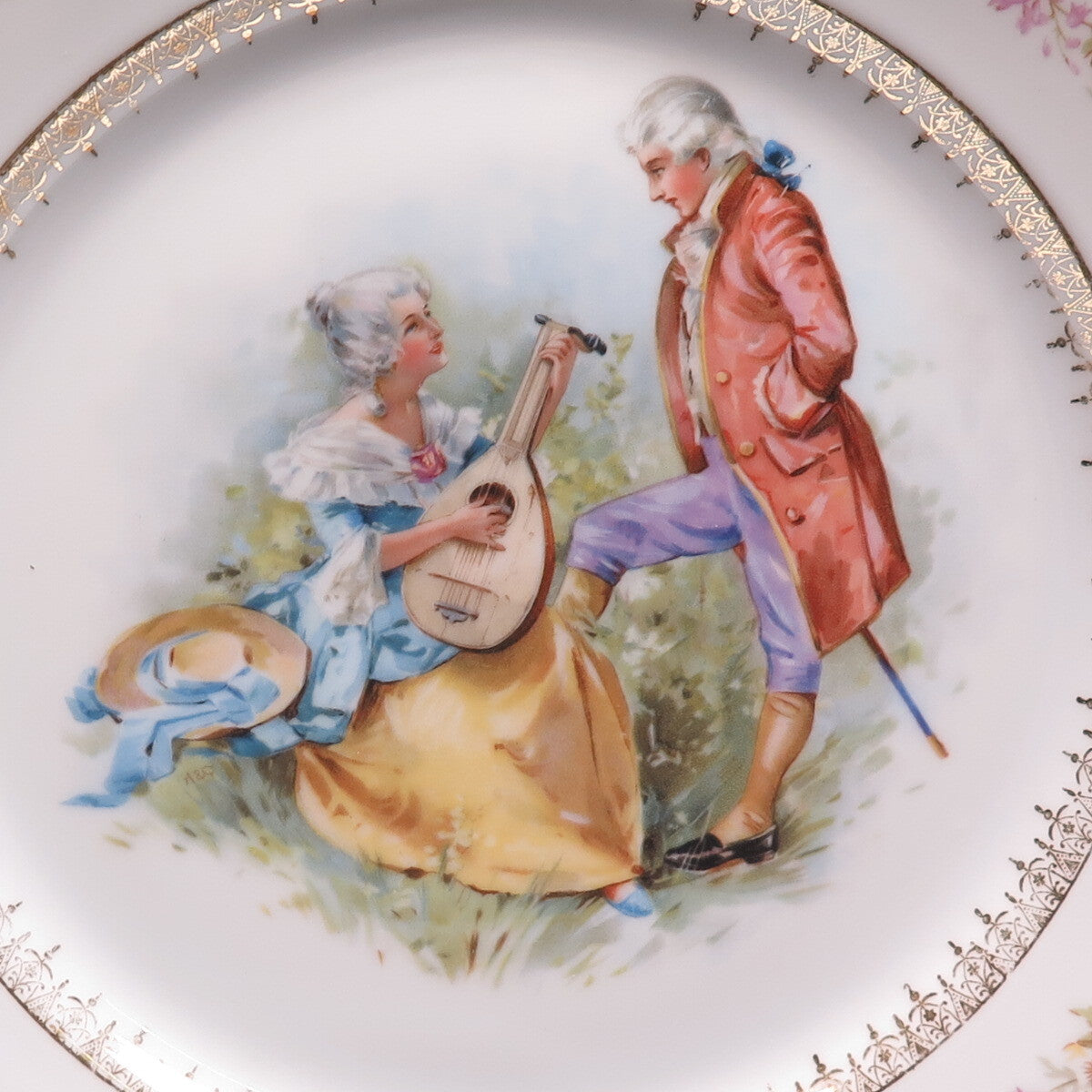 CARL TIELSCH Antique Germany Courting Couple HandPainted Porcelain Cabinet Plate
