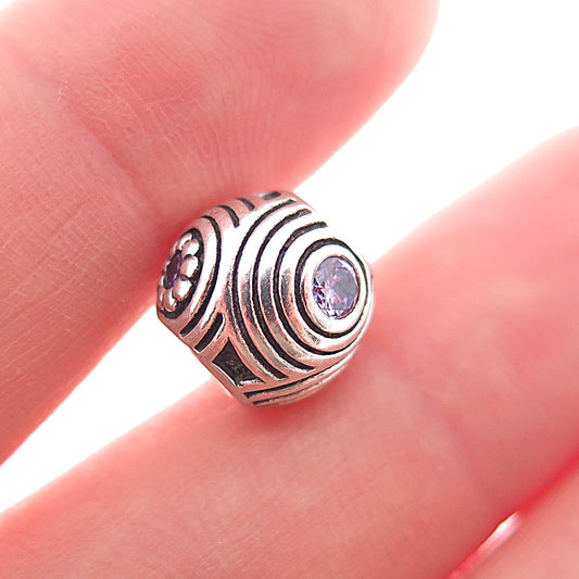 PANDORA 925 Sterling Silver Real Amethyst Hypnotic Slide Bead Charm