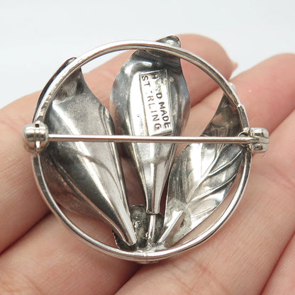 925 Sterling Silver Vintage Calla Lily Flower Handmade Pin Brooch
