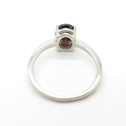 DAZZLERS 925 Sterling Silver Real Oval-Cut Red Garnet Ring Size 6