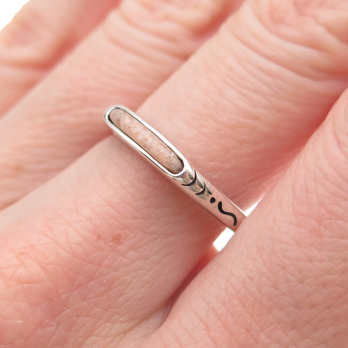 Carolyn Pollack Sterling Silver Vintage Real MOP Inlay Stackable Ring Size 8.25