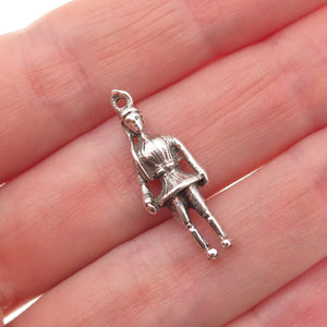 925 Sterling Silver Vintage Greek Soldier Oxidized 3D Charm Pendant