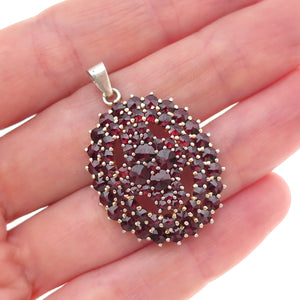 Granat Turnov 925 Sterling Gold Plated Vintage Czechia Bohemian Garnet Pendant