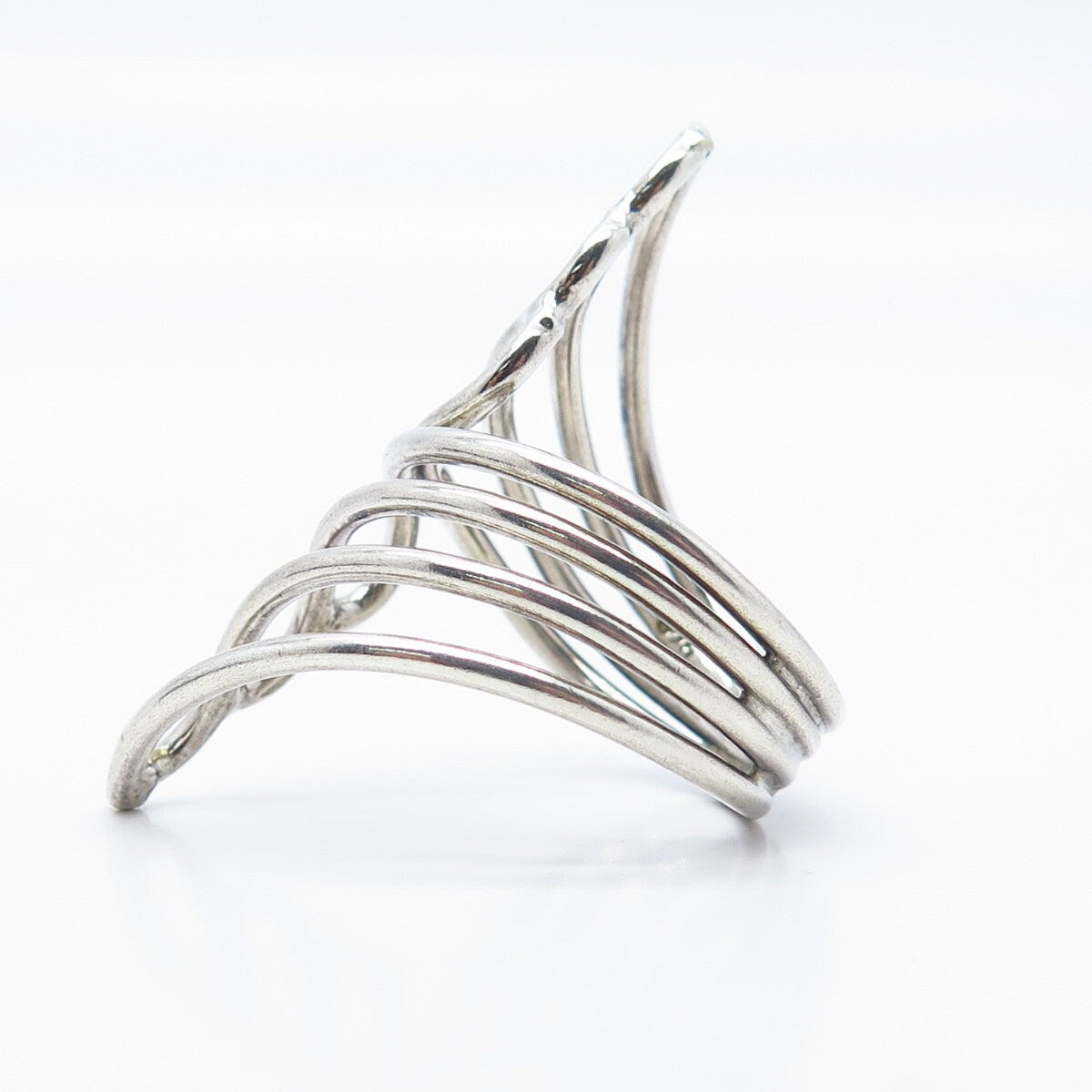 925 Sterling Silver Vintage Modernist Statement Ring Size 13.75