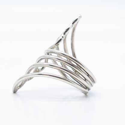 925 Sterling Silver Vintage Modernist Statement Ring Size 13.75