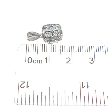SUN 925 Sterling Silver Real Round-Cut Diamond Minimalist Charm Pendant
