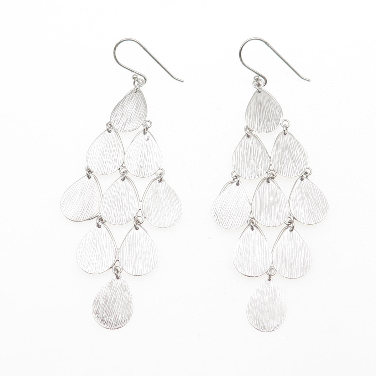 925 Sterling Silver Textured Boho Petal Dangle Earrings