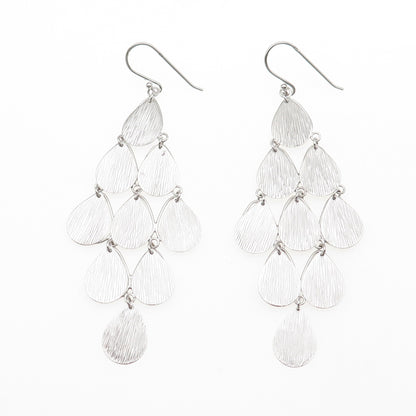 925 Sterling Silver Textured Boho Petal Dangle Earrings