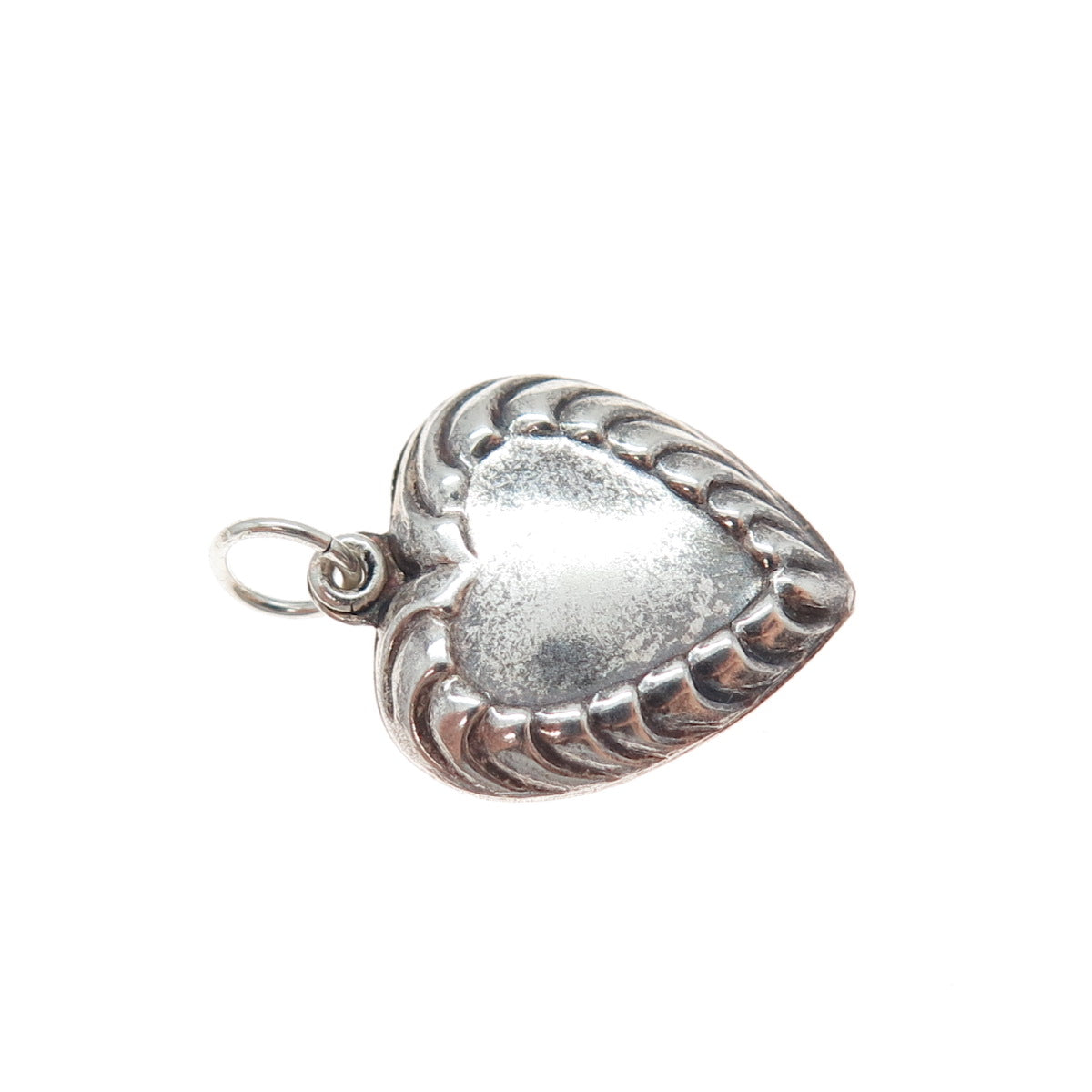 925 Sterling Silver Antique Art Deco Heart Chatelaine Minimalist Charm Pendant