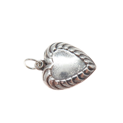 925 Sterling Silver Antique Art Deco Heart Chatelaine Minimalist Charm Pendant