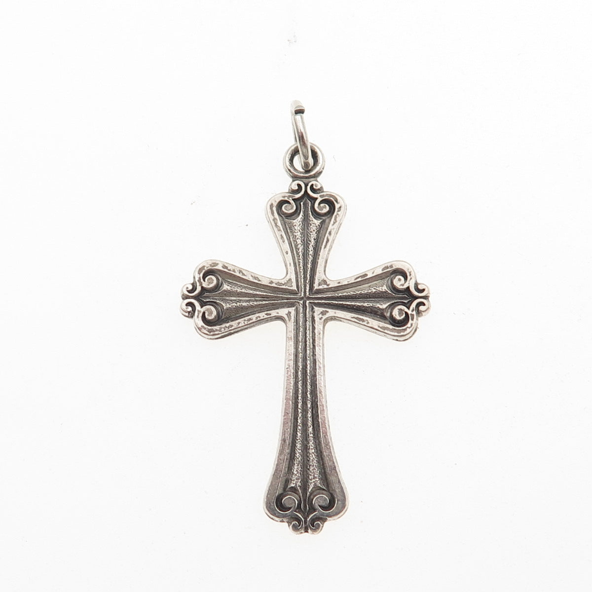 925 Sterling Silver Vintage Cross Religious Oxidized Charm Pendant
