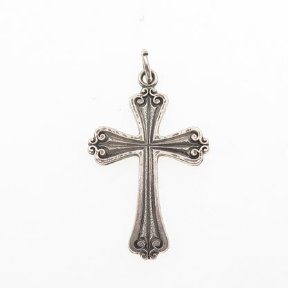 925 Sterling Silver Vintage Cross Religious Oxidized Charm Pendant