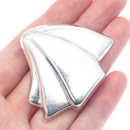 925 Sterling Silver Vintage Mexico Modernist Seashell Pin Brooch / Pendant