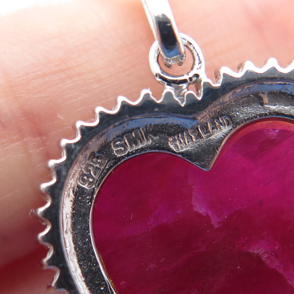 925 Sterling Silver Real Round-Cut Diamond & Ruby Heart Box Chain Necklace 18"