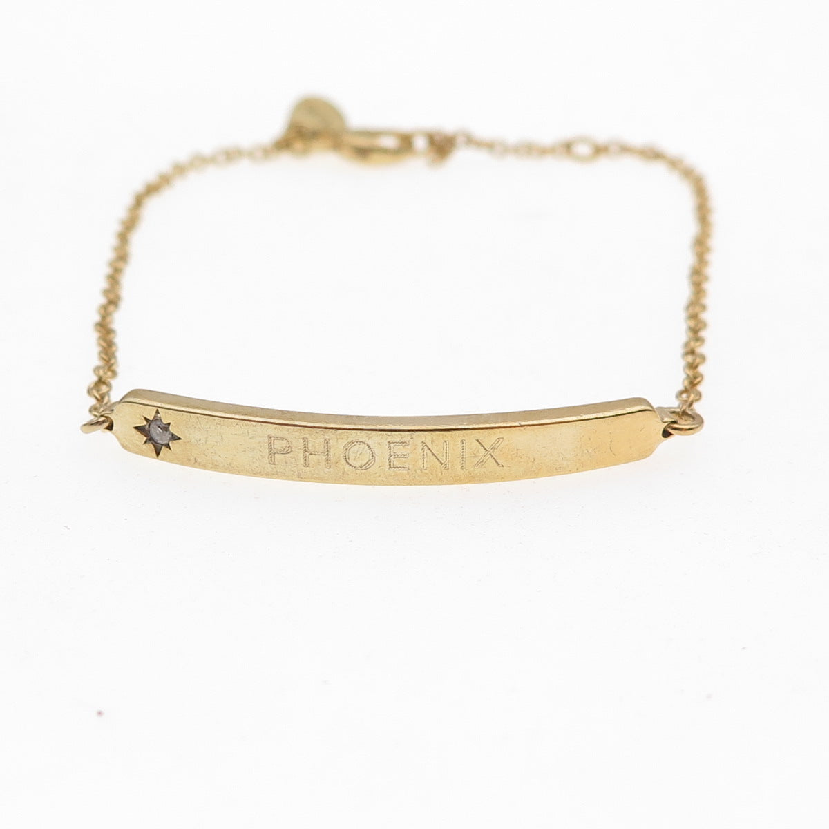 Awe Inspired 925 Sterling Gold Plated Real Diamond Phoenix ID Bracelet 6-6.75"