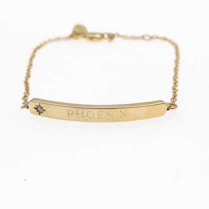 Awe Inspired 925 Sterling Gold Plated Real Diamond Phoenix ID Bracelet 6-6.75"