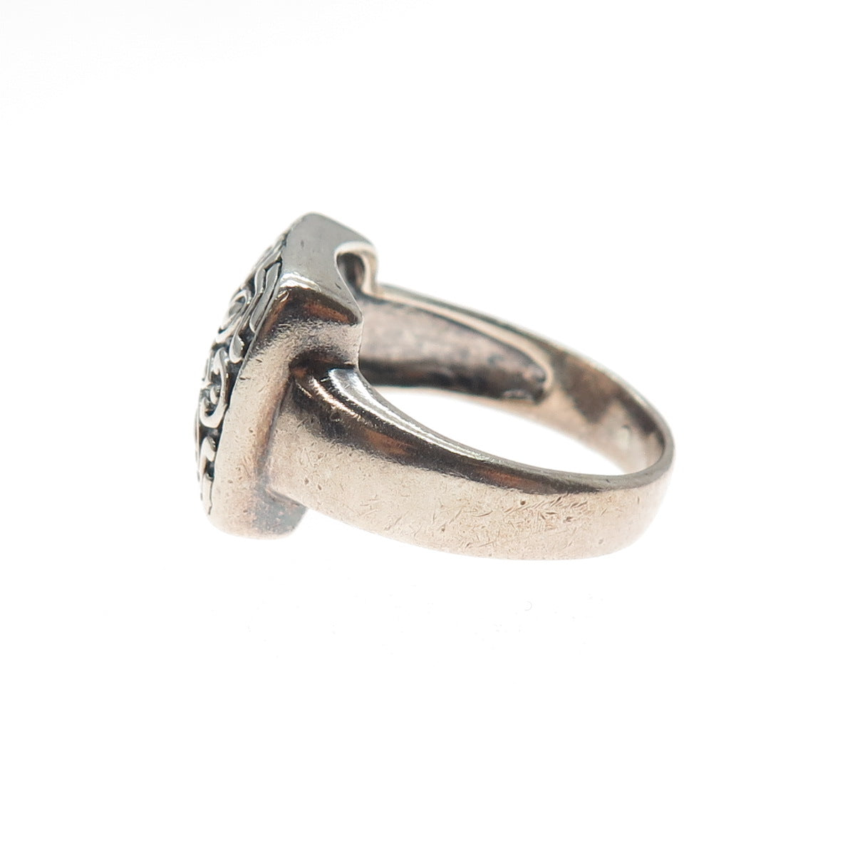 CHAPAL ZENRAY 925 Sterling Silver Vintage Flower Oxidized Ring Size 9.25