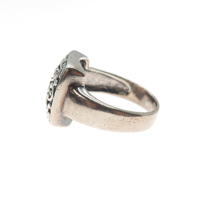 CHAPAL ZENRAY 925 Sterling Silver Vintage Flower Oxidized Ring Size 9.25