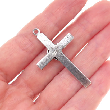 Princess Pride 925 Sterling Silver Antique Art Deco Jesus Cross Charm Pendant