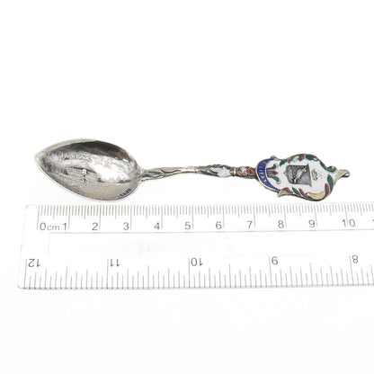 925 Sterling Silver Antique Art Deco Enamel Halifax Coat of Arms Coffee Spoon