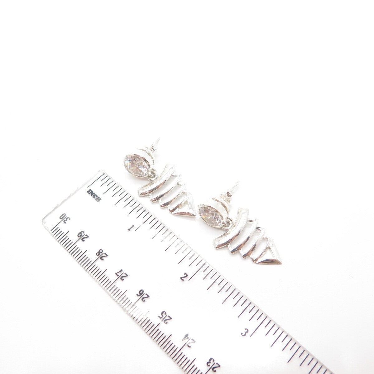 925 Sterling Silver Round-Cut C Z Dangling Earrings