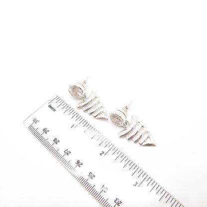 925 Sterling Silver Round-Cut C Z Dangling Earrings