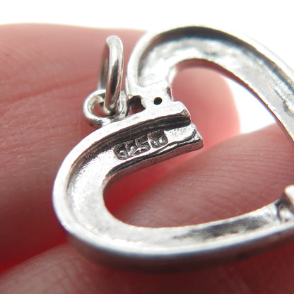 925 Sterling Silver Real White Diamond Open Heart Pendant