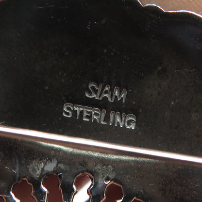 925 Sterling Silver Vintage SIAM Fan Pin Brooch