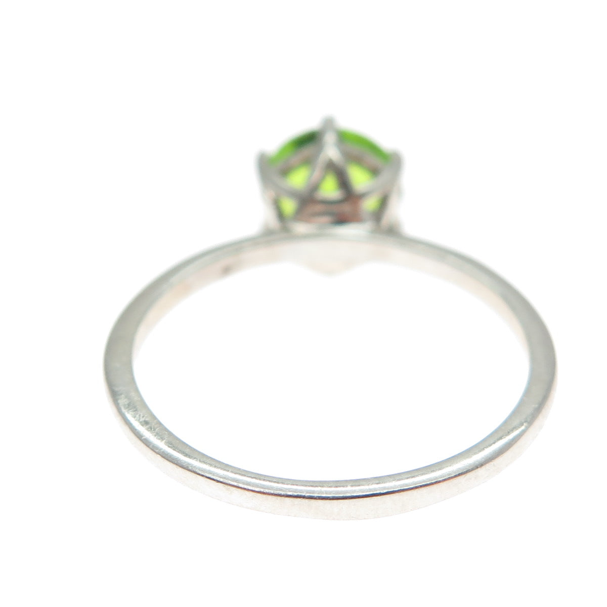 DAZZLERS 925 Sterling Silver Round-Cut Nano Peridot Ring Size 8.25