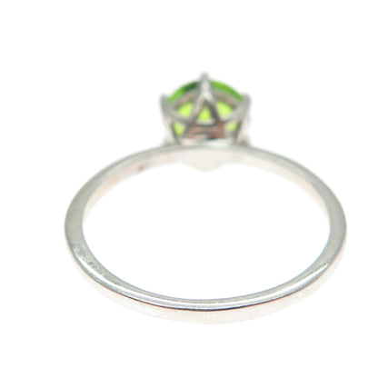 DAZZLERS 925 Sterling Silver Round-Cut Nano Peridot Ring Size 8.25