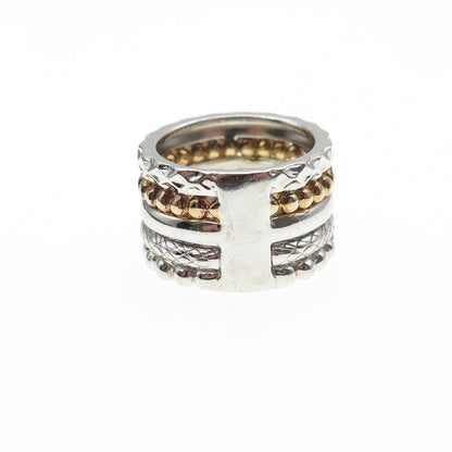 MICHELLE ALBALA Sterling 2-Tone Real Amethyst Peridot Tourmaline Ring Size 5.25