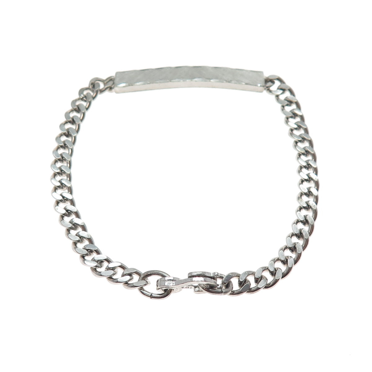 925 Sterling Silver Antique Art Deco Cuban Link ID Bracelet 6.75"